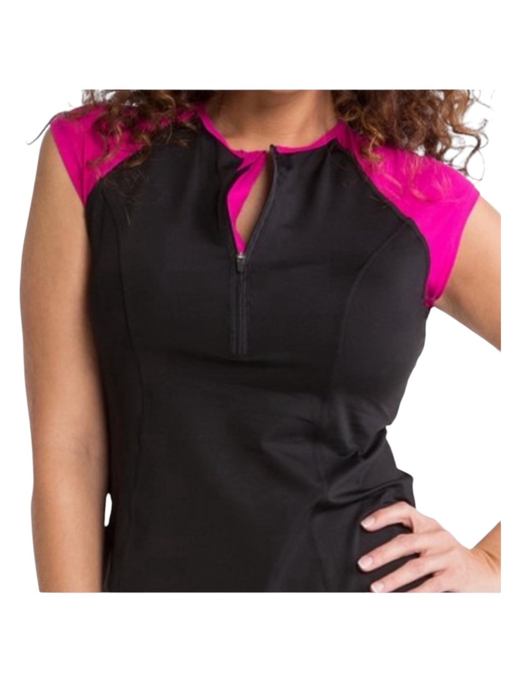 Spanx Women’s Cycling Activewear Zip Front Short Sleeve Shirt Size M